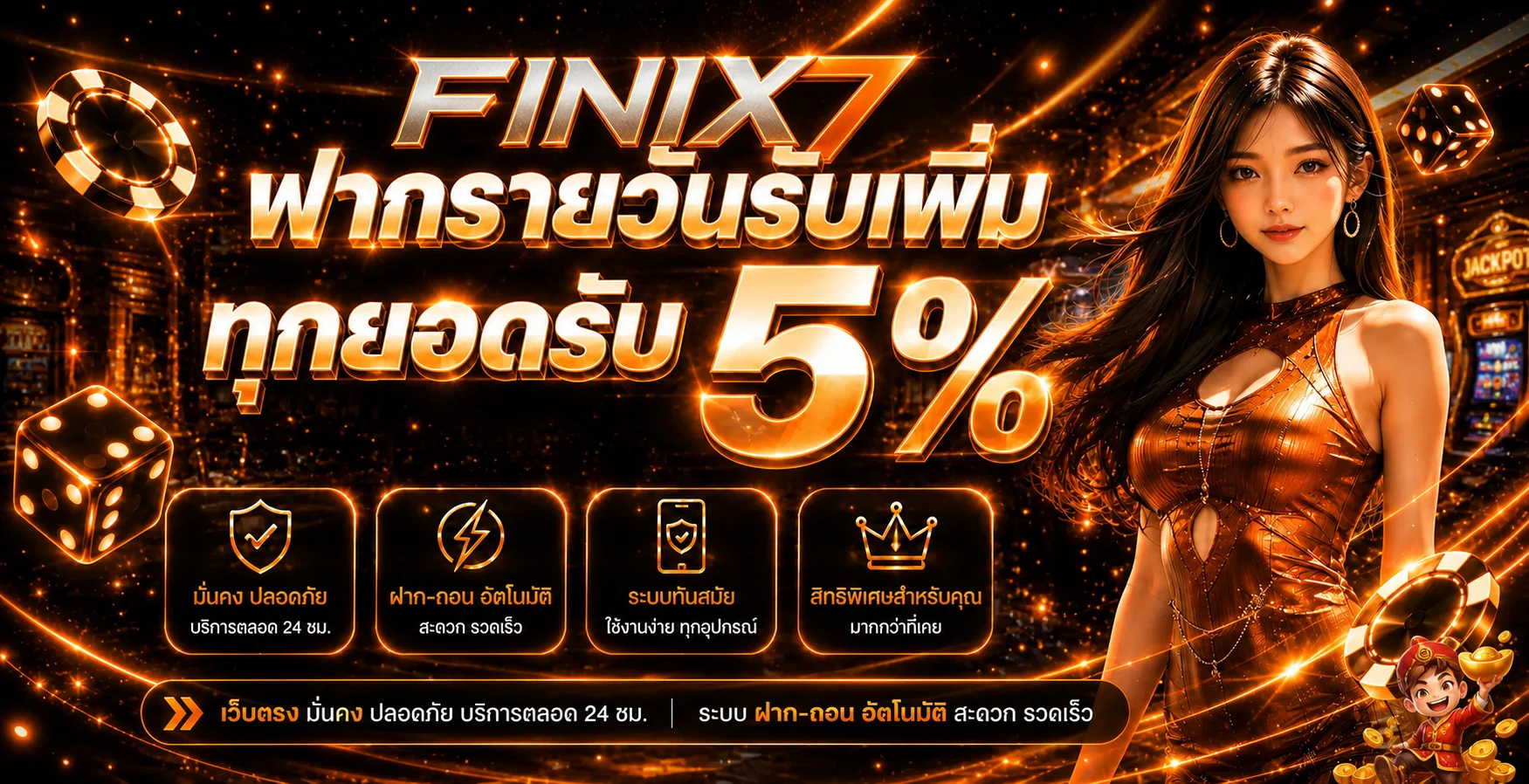 แบนเนอร์ FINIX7 ฝากถอนออโต้และสิทธิพิเศษ
